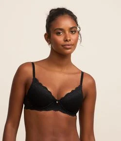 Sutiã Base Básico em Renda Rústica com Bojo Oco