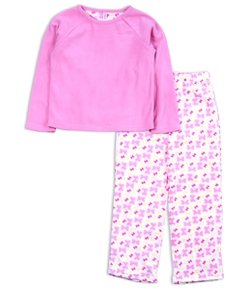 Pijama Infantil Top Liso e Calça com Estampa de Borboletas