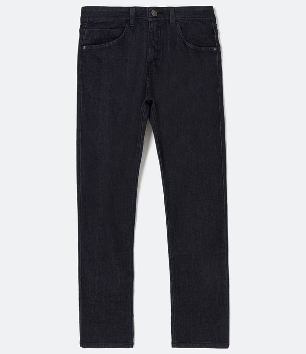 Calça Reta Jeans com Elastano Preto 5
