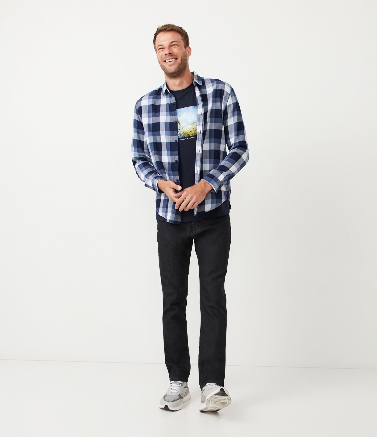 Calça Reta Jeans com Elastano Preto 1