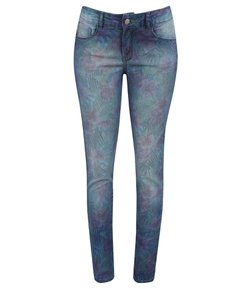 Calça Jeans Skinny com Estampa Floral 
