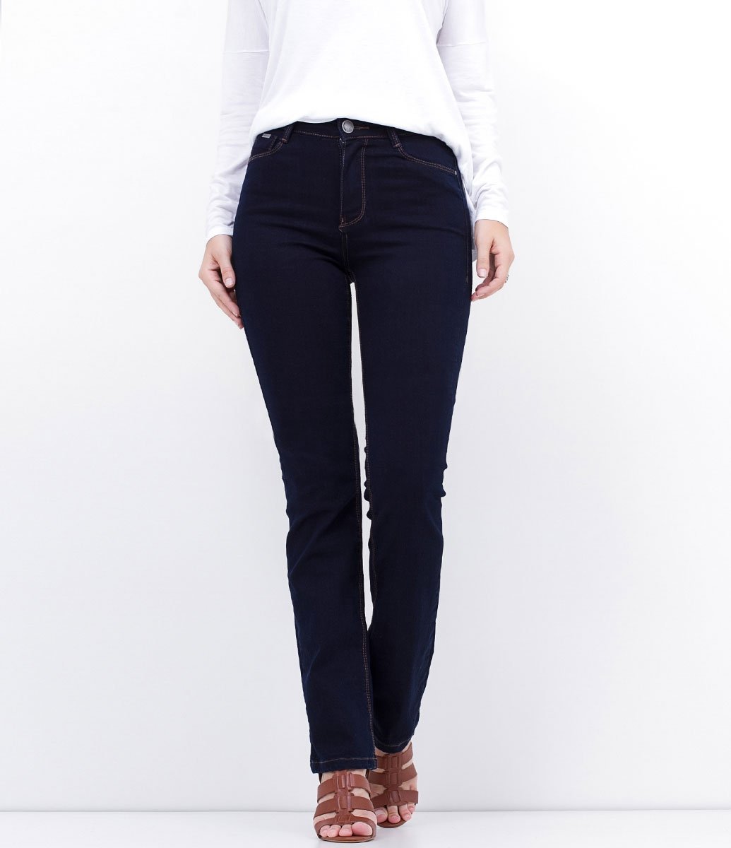 calça reta jeans feminina