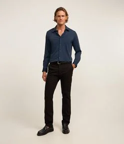 Calça Slim em Sarja com Elastano
