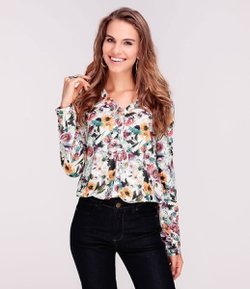 Camisa Feminina com Estampa Floral Digital