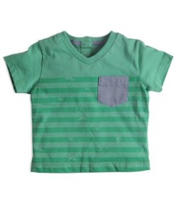 Camiseta Infantil Gola V e Bolso Frontal - Tam 0 a 18 meses