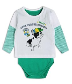 Body Camiseta Infantil com Estampa Brasil - Tam 0 a 18 meses