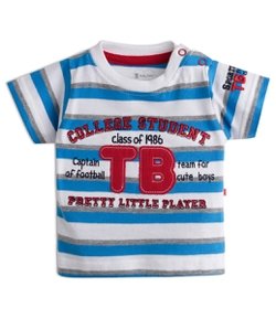 Camiseta Infantil Listrada com Estampa - Tam 0 a 18 meses