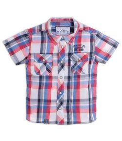 Camisa Infantil Xadrez em Tricoline - Tam 1 a 4 