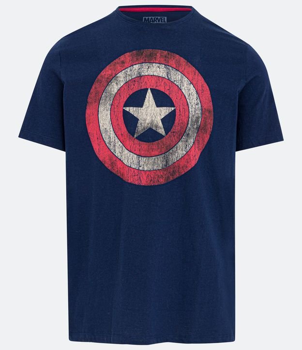 Camiseta em Meia Malha com Estampa do Capitão América Azul 5