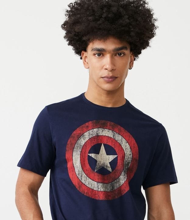 Camiseta em Meia Malha com Estampa do Capitão América Azul 4