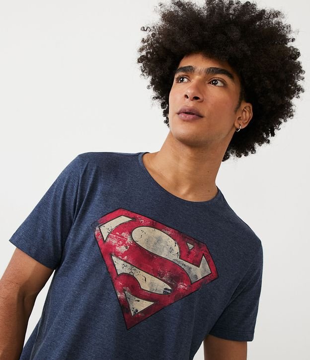 Camiseta em Meia Malha com Estampa do Super Homem Azul 4