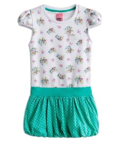 Vestido Infantil Floral Poá - Tam 1 a 4 anos