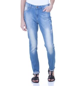 Calça Boyfriend Feminina em Jeans com Puídos