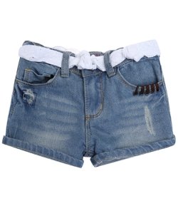 Short Infantil em Jeans com Cinto - Tam 1 a 4 anos