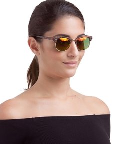 Óculos de Sol Unissex Quadrado com Lente Espelhada