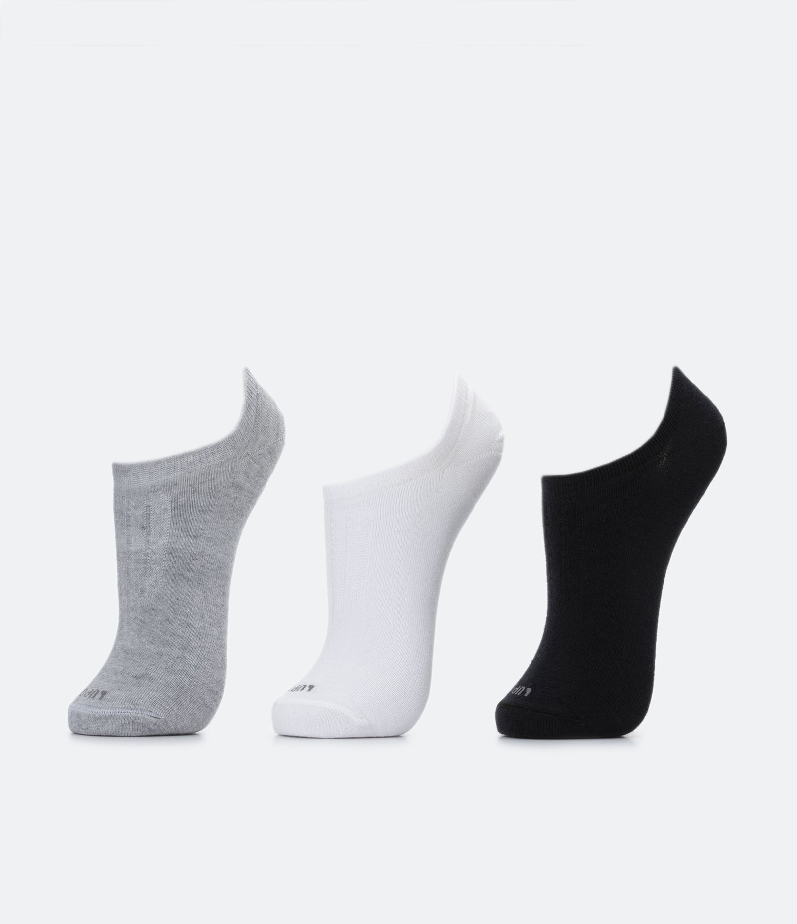 Kit 03 Meias Invisíveis Esportivas em Algodão Lupo Cinza/ Branco/ Preto 1