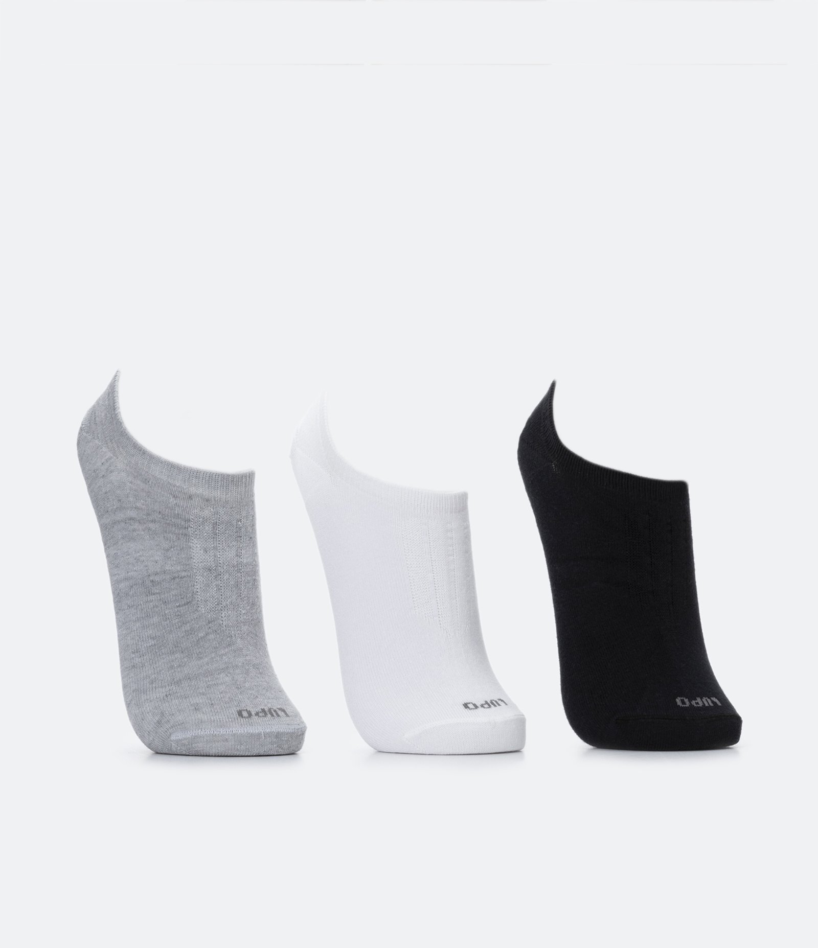 Kit 03 Meias Invisíveis Esportivas em Algodão Lupo Cinza/ Branco/ Preto 2