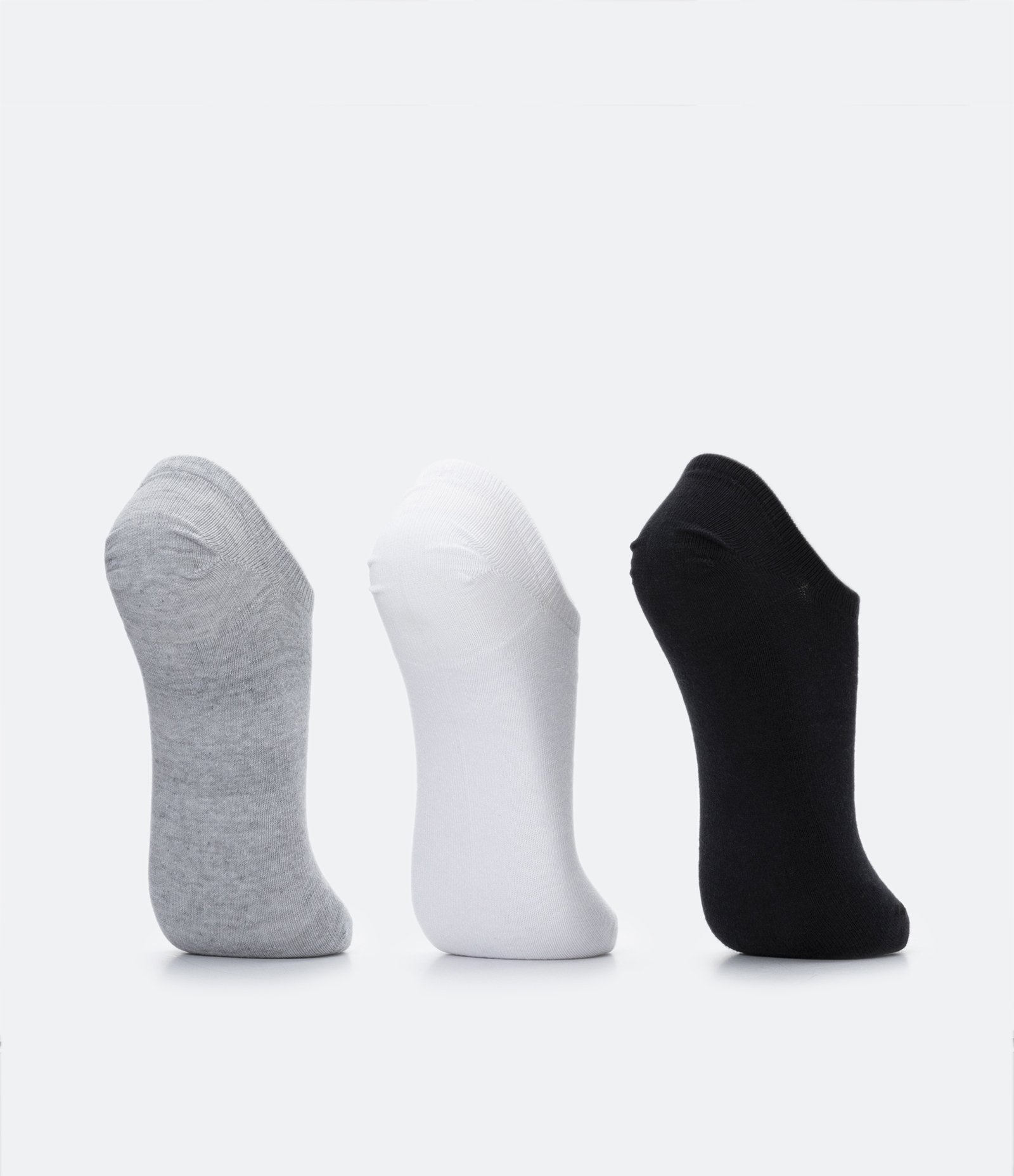 Kit 03 Meias Invisíveis Esportivas em Algodão Lupo Cinza/ Branco/ Preto 3