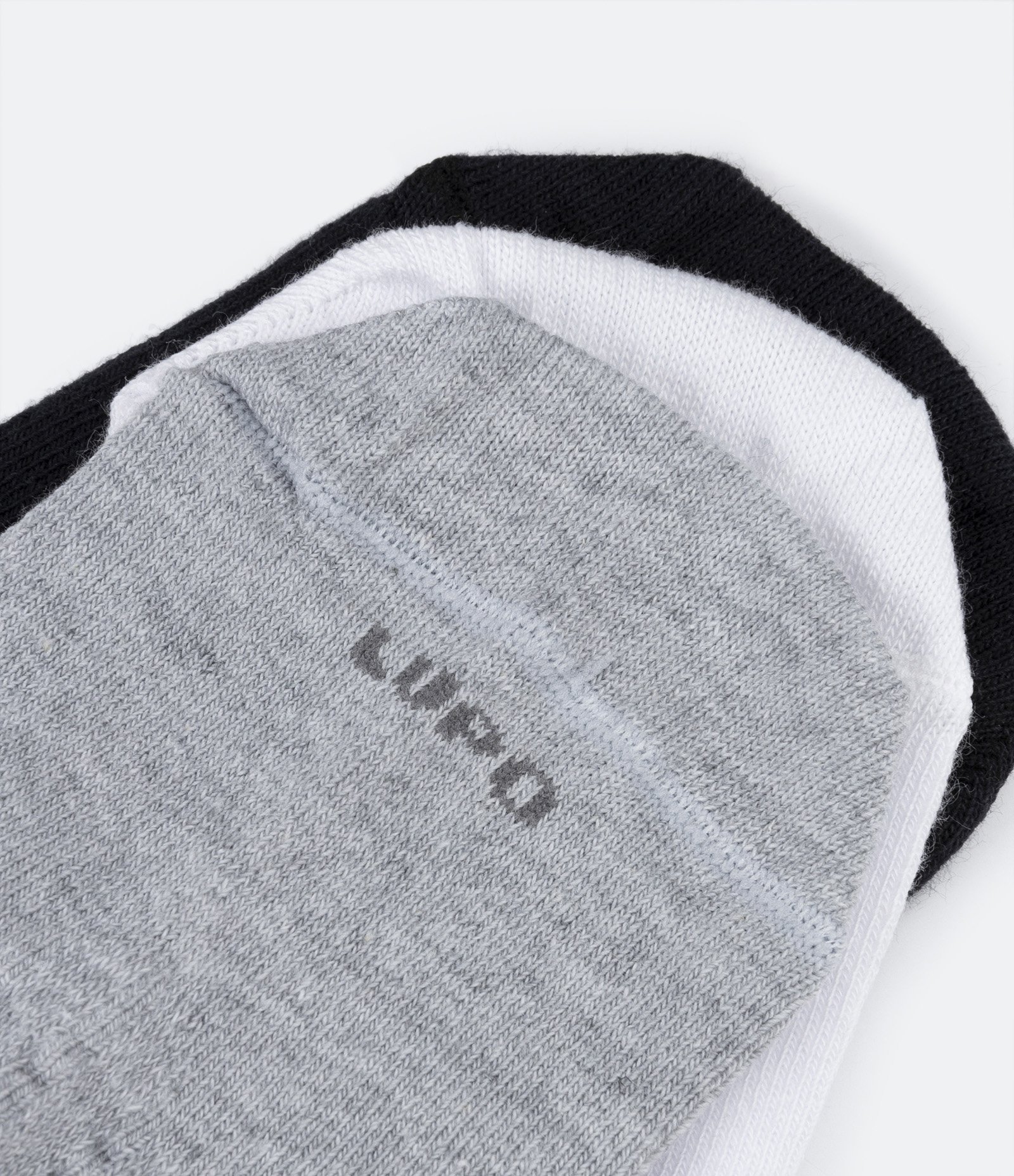 Kit 03 Meias Invisíveis Esportivas em Algodão Lupo Cinza/ Branco/ Preto 4
