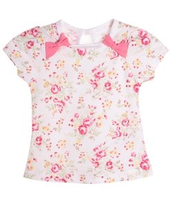 Blusa Infantil Floral com Laço - Tam 0 a 18 meses