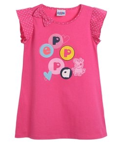 Vestido Infantil com Estampa Peppa Pig e Detalhes Poá - Tam 1 a 6 anos