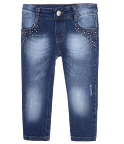 Calça Infantil em Jeans com Puídos - Tam 1 a 4 