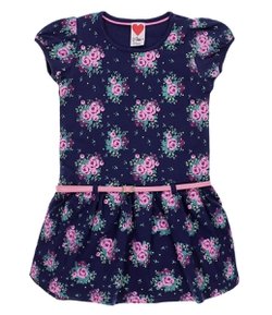 Vestido Infantil Floral com Cinto - Tam 1 a 4 anos