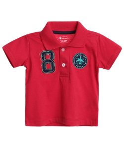 Camiseta Polo Infantil com Aplicações - Tam 0 a 18 meses