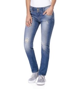 Calça Skinny Feminina em Jeans com Puídos