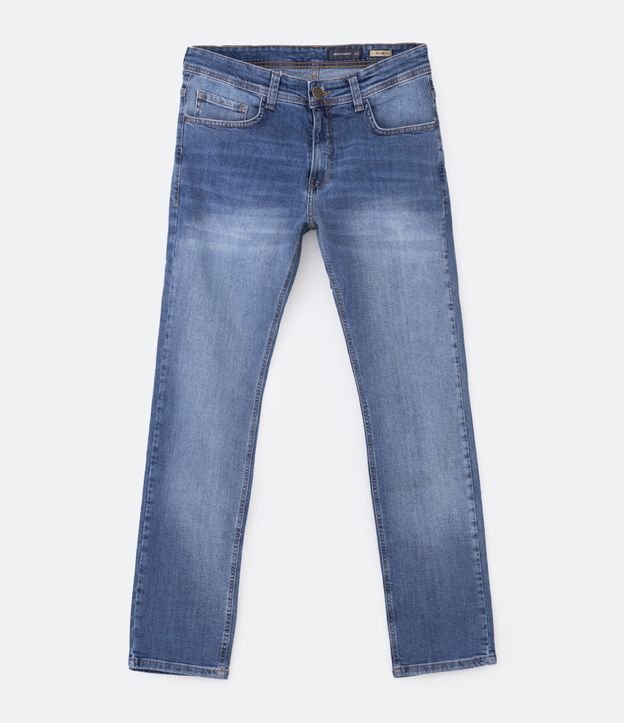 Calça Slim Básica Jeans com Elastano Azul Escuro 6
