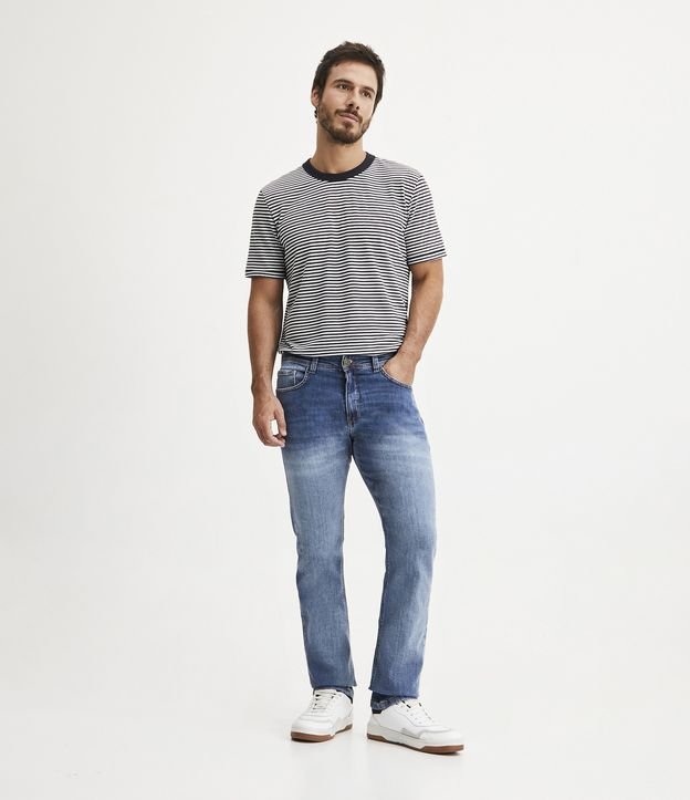 Calça Slim Básica Jeans com Elastano Azul Escuro 1