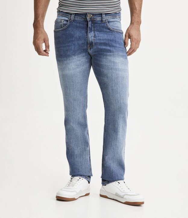 Calça Slim Básica Jeans com Elastano Azul Escuro 2