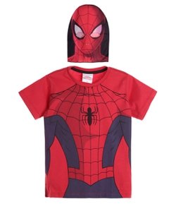 Camiseta Infantil com Estampa Homem Aranha + Máscara - Tam 2 a 10 