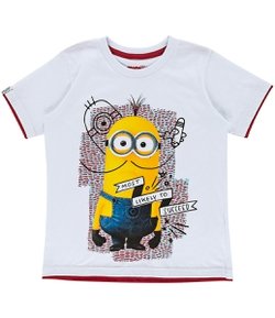 Camiseta Infantil com Estampa Minions - Tam 6 a 14 