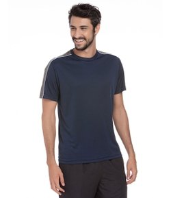 Camiseta Esportiva Masculina em Dry Fit com Listras nos Ombros 