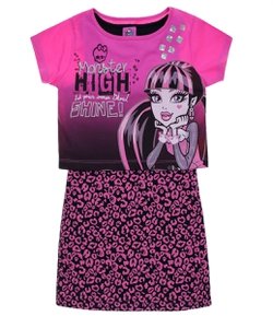 Vestido Infantil Monster High Animal Print - Tam 6 a 14 anos