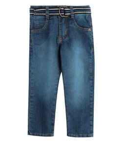 Calça Skinny Infantil em Jeans com Cinto - Tam 1 a 4 