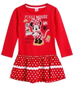 Vestido Infantil com Estampa Minnie - Tam 1 a 6 anos