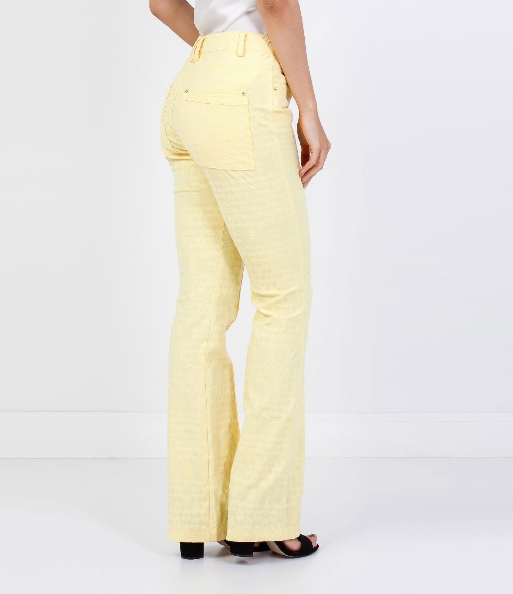Calça Flare em Jacquard Amarelo 3