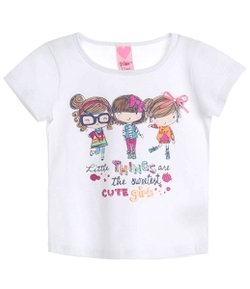 Blusa Infantil com Estampa de Três Bonecas Coloridas - Tam 1 a 4  