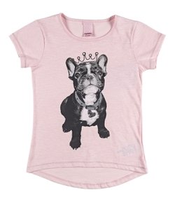 Blusa Infantil com Estampa de Cachorro com Coroa - Tam 4 a 12 
