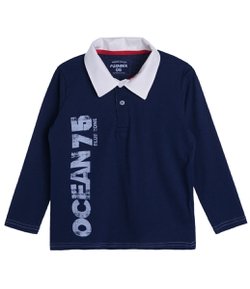 Camiseta Polo Infantil Estampa Localizada na Lateral - Tam 4 a 14  