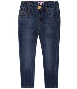 Calça Skinny Infantil em Jeans Lavagem Diferenciada - Tam 1 a 4  