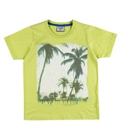 Camiseta Infantil com Estampa de Coqueiros - Tam 4 a 14  