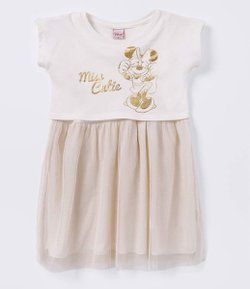 Vestido Infantil Estampa Minnie Mouse - Tam 1 a 6 anos 