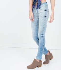 Calça Skinny Feminina em Moletom com Efeito Jeans