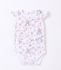 Body Infantil Floral com Babados - Tam 0 a 18 meses 