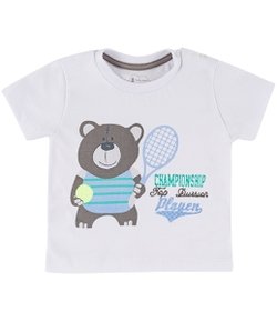 Camiseta Infantil Estampa de Urso - Tam 0 a 18 meses 