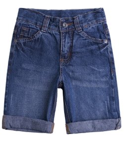 Bermuda Infantil em Jeans com Barra Dobrada - Tam 4 a 12  