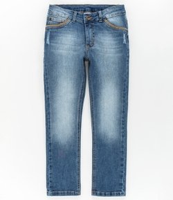 Calça Infantil Slim em Jeans - Tam 4 a 14 